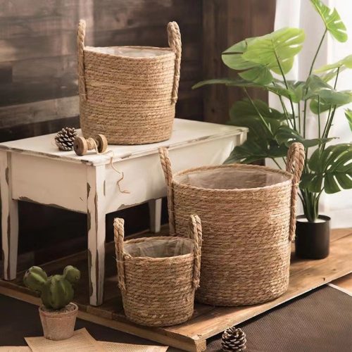 Natural-Wicker-Planter-Basket-Flower-Pot-Home-Garden-Decor-Laundry-Bucket-Dirty-Clothes-Storage-Baskets-Toy